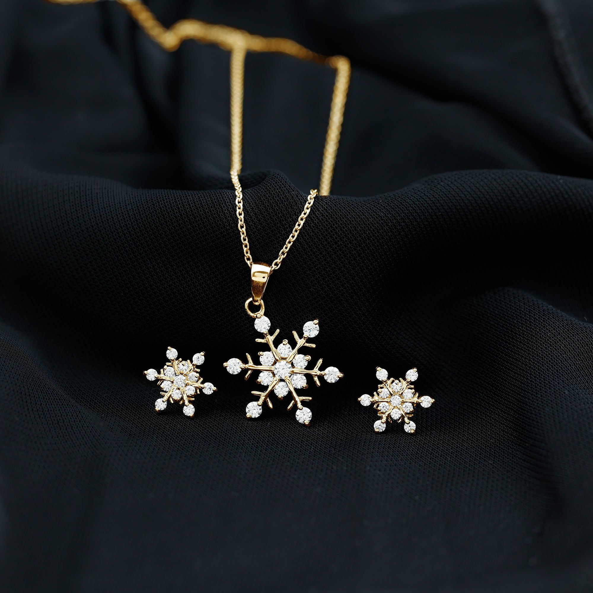 Certified Moissanite Snowflake Jewelry Set For Christmas