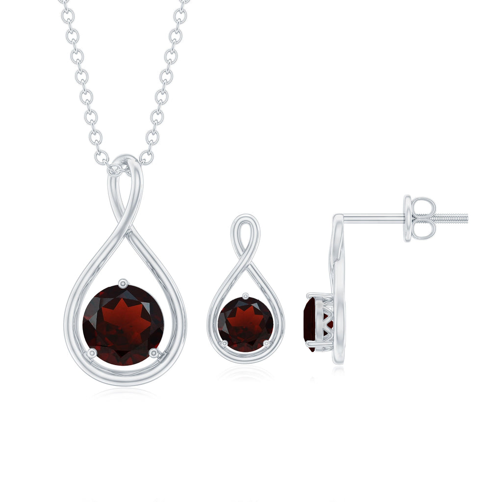 Garnet Infinity Necklace and Earrings Set