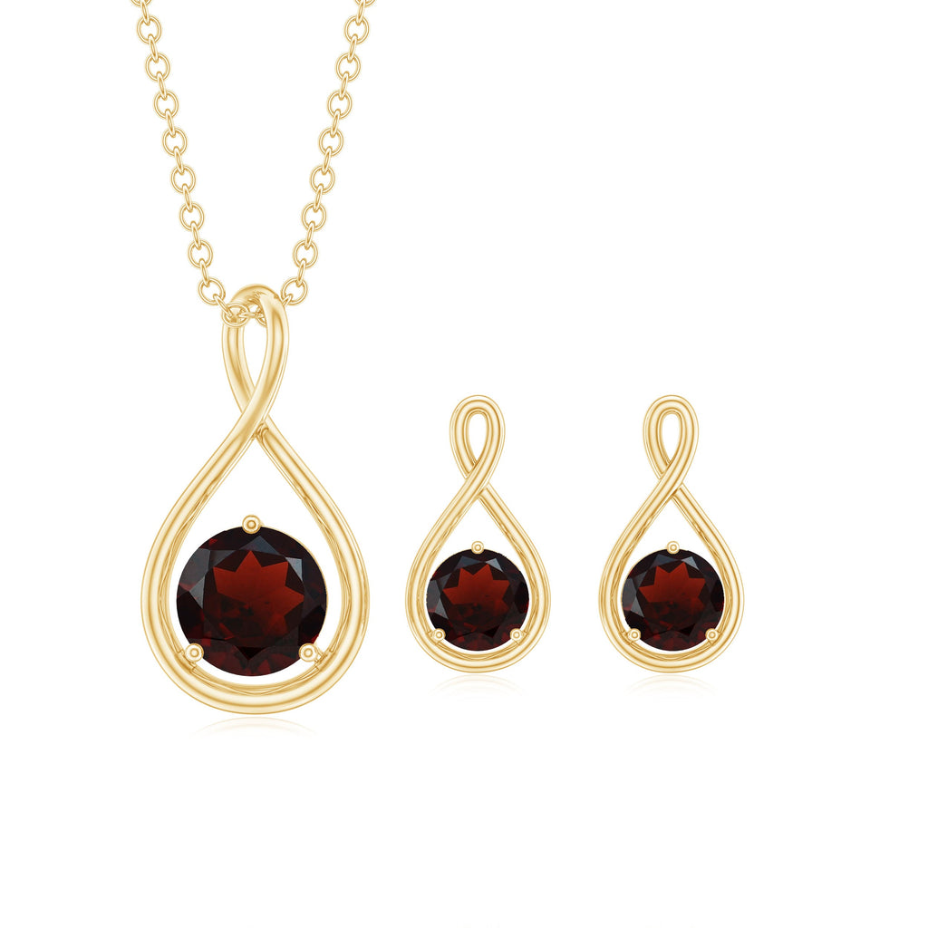 Garnet Infinity Necklace and Earrings Set