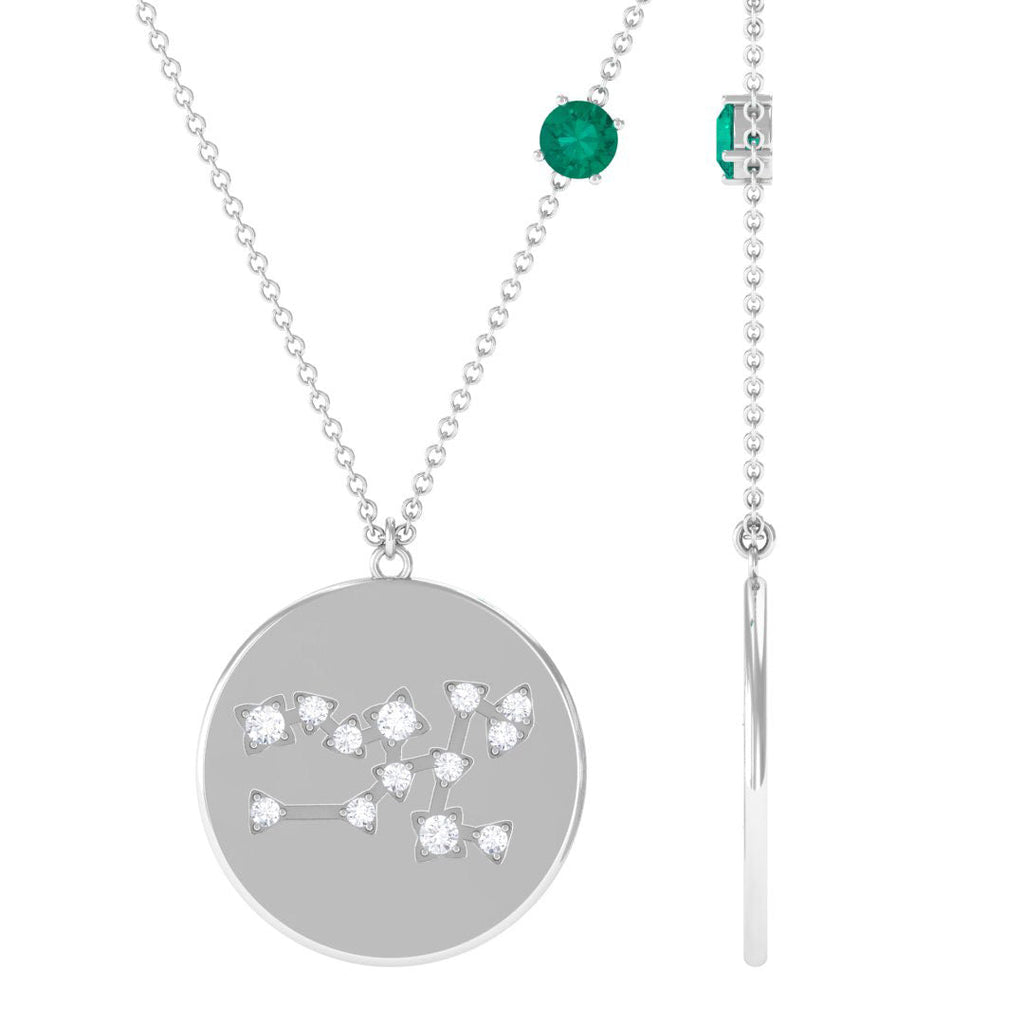 Natural Emerald Taurus Zodiac Constellation Necklace with Diamond