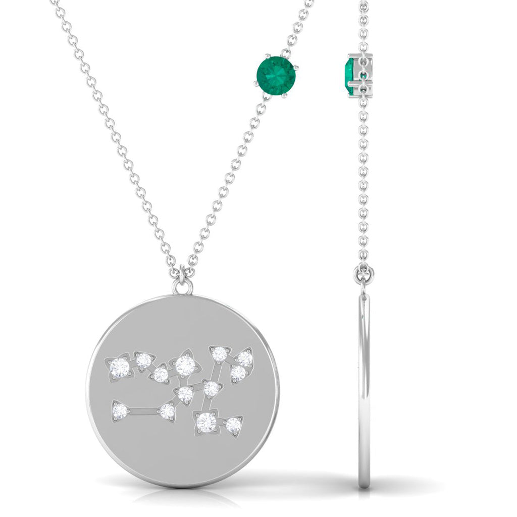 Natural Emerald Taurus Zodiac Constellation Necklace with Diamond