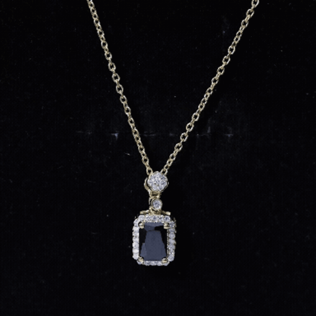 Vintage Style 1.25 Carat Emerald Cut Lab Created Black and White Diamond Necklace