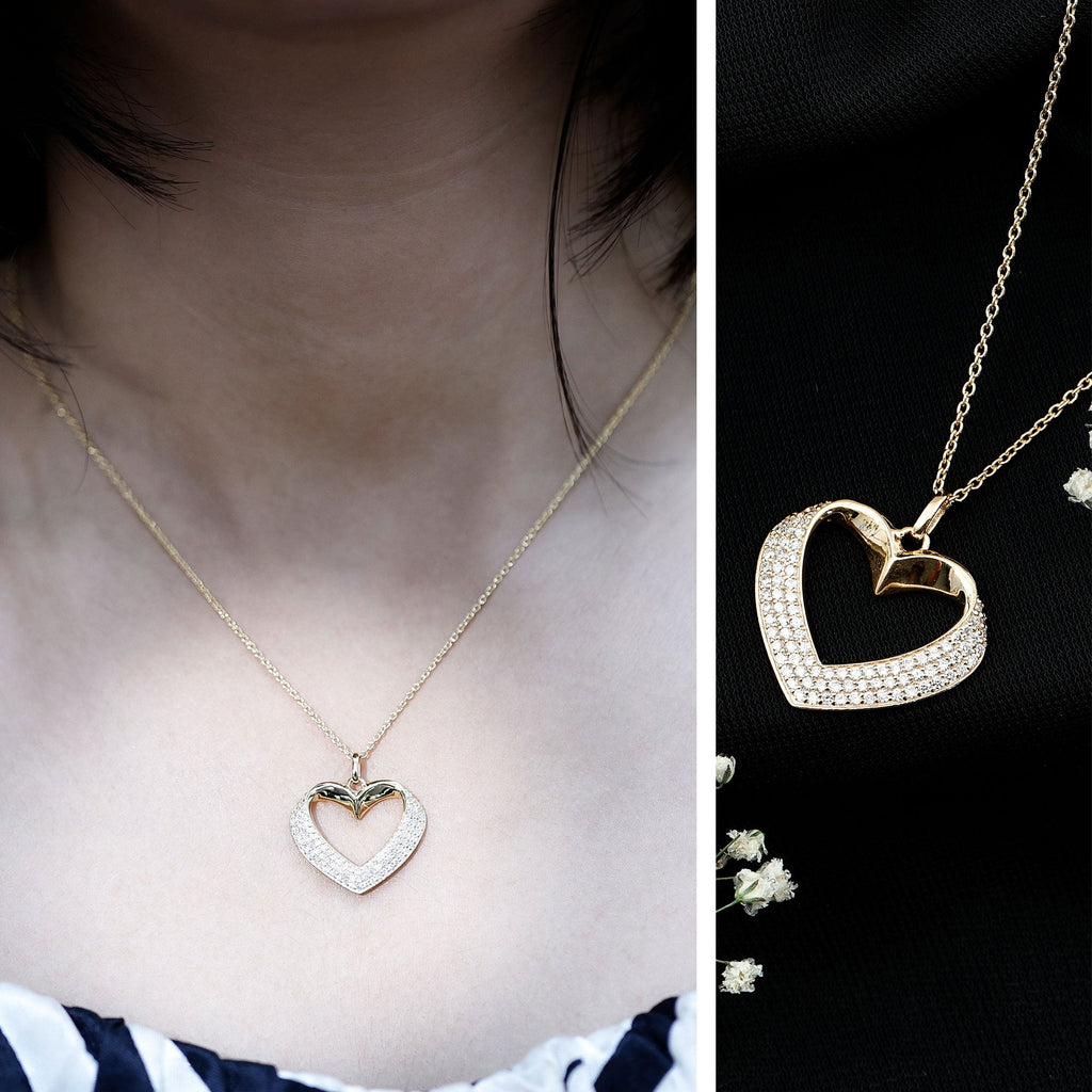 Pave Set Lab Grown Diamond Heart Necklace For Women