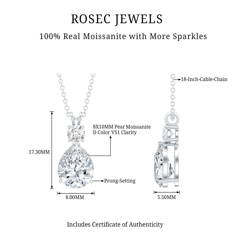 Certified Moissanite Teardrop Pendant Necklace