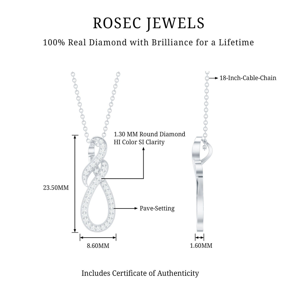 Natural Diamond Infinity Knot Pendant Necklace