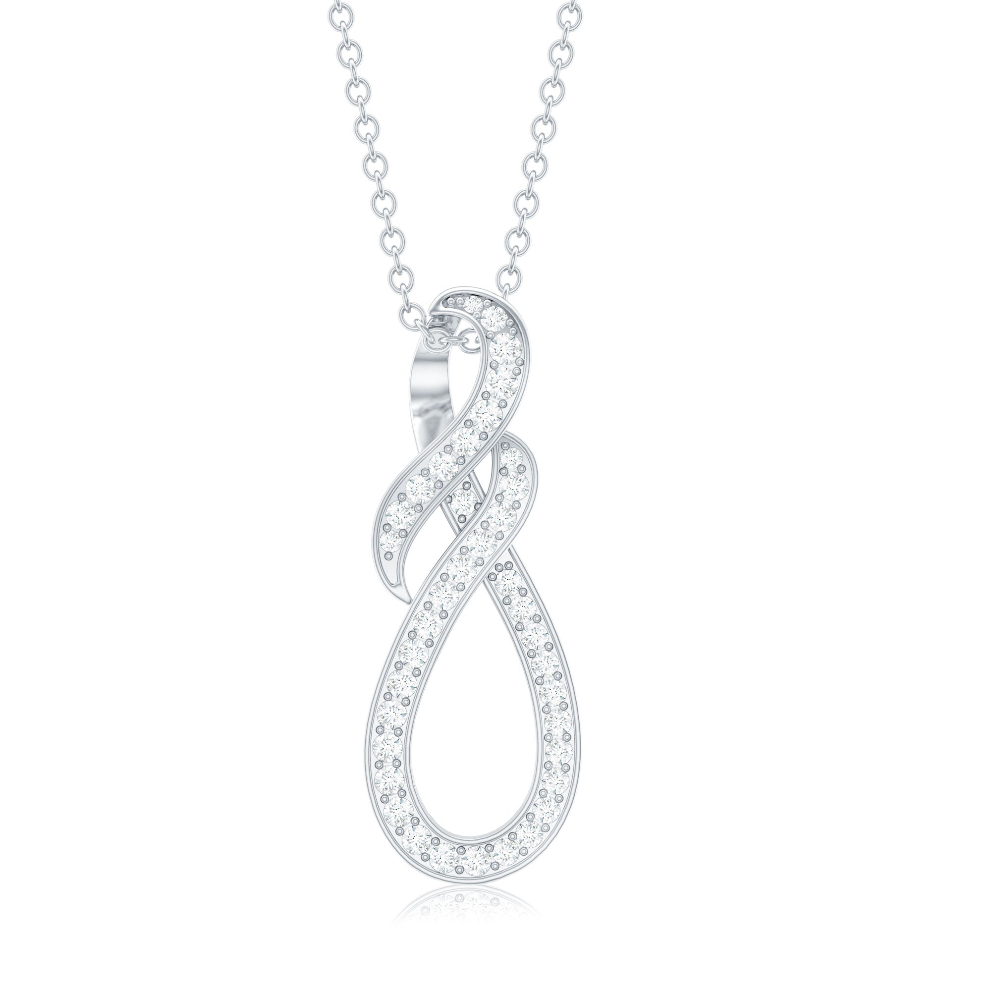 Natural Diamond Infinity Knot Pendant Necklace