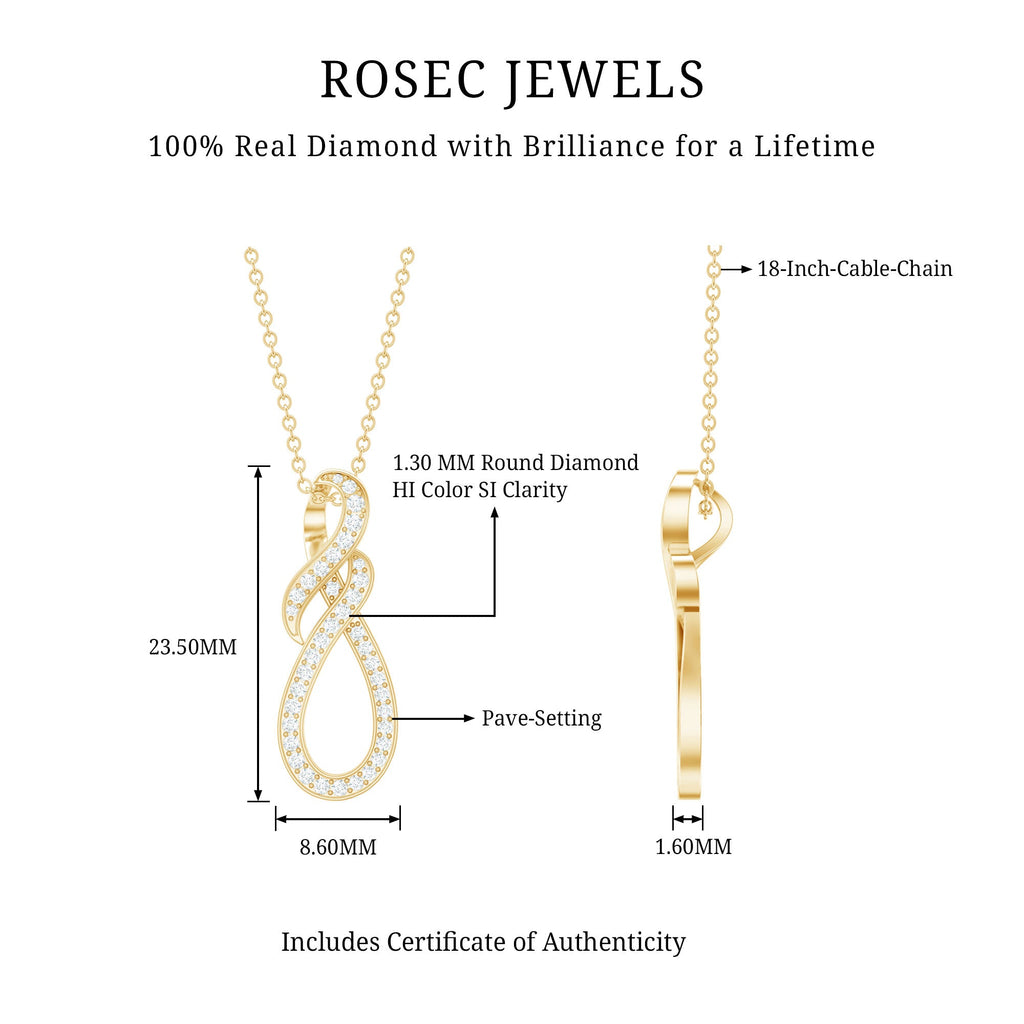 Natural Diamond Infinity Knot Pendant Necklace