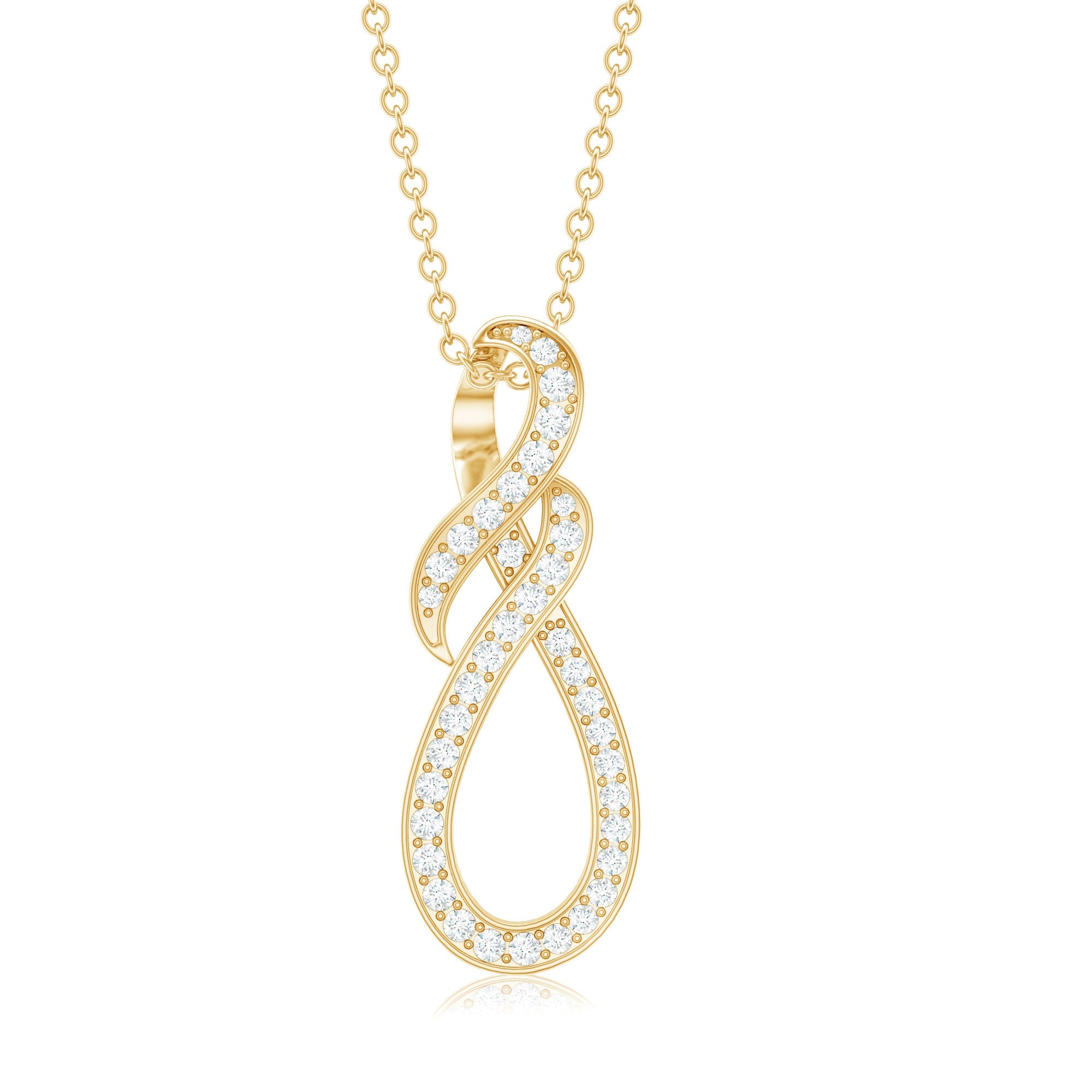 Natural Diamond Infinity Knot Pendant Necklace