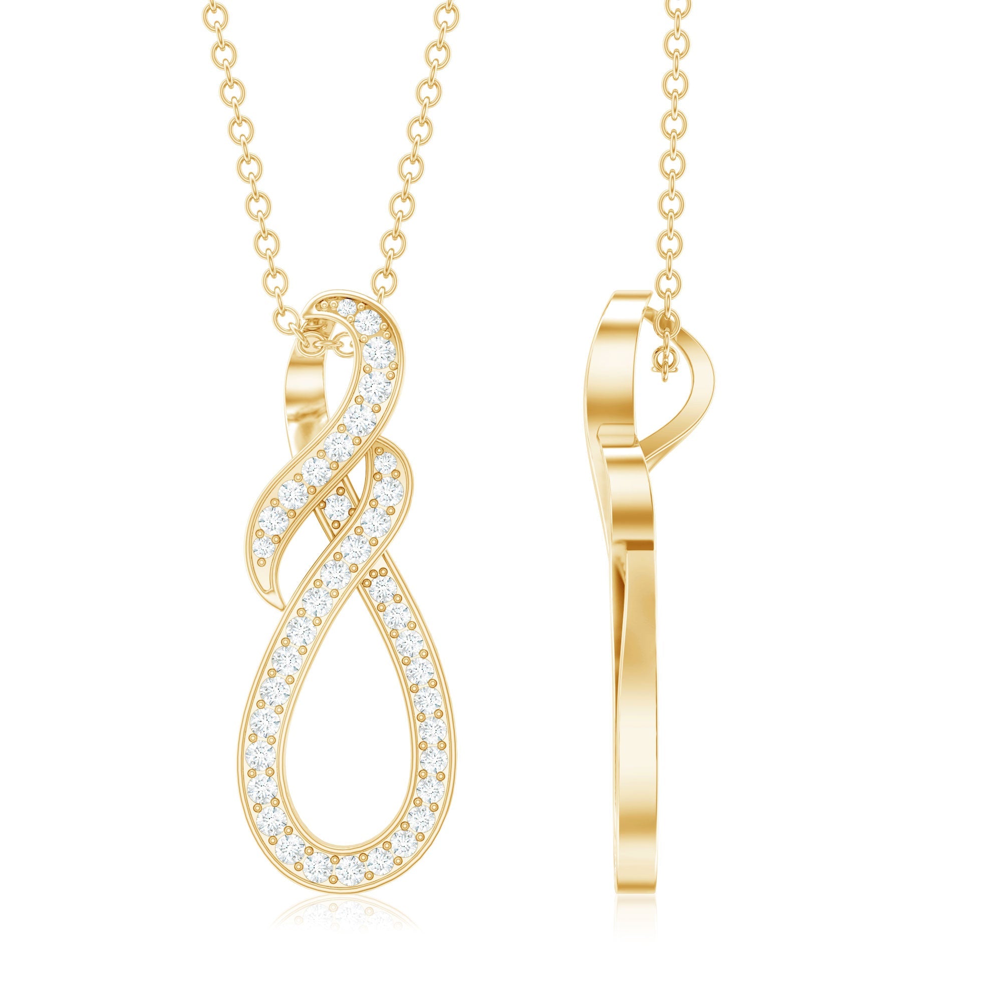 Natural Diamond Infinity Knot Pendant Necklace