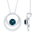 Real London Blue Topaz and Diamond Interlocking Circle Pendant