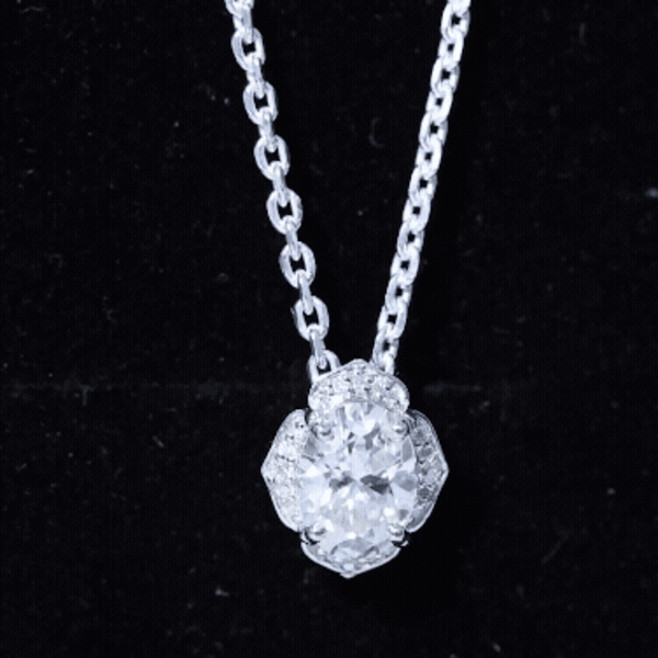 6X8 MM Moissanite Statement Necklace With Silver Chain