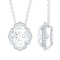 6X8 MM Moissanite Statement Necklace With Silver Chain