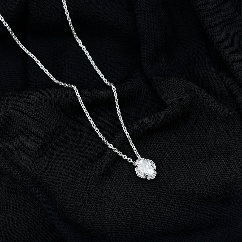 6X8 MM Moissanite Statement Necklace With Silver Chain