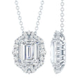 Certified 2.8 Carat Emerald Cut Moissanite Wedding Necklace in Silver