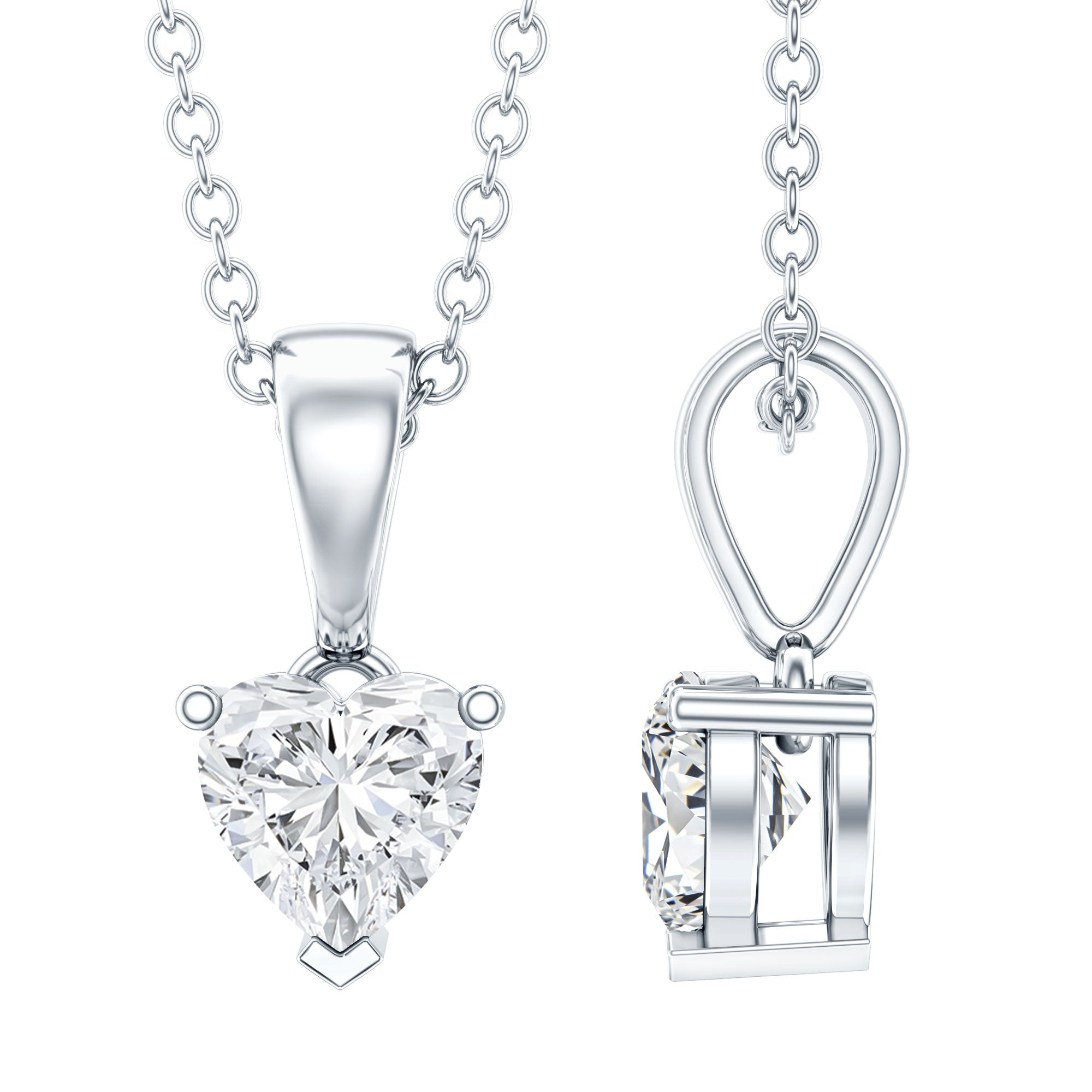 5 MM Lab Grown Diamond Heart Necklace For Women