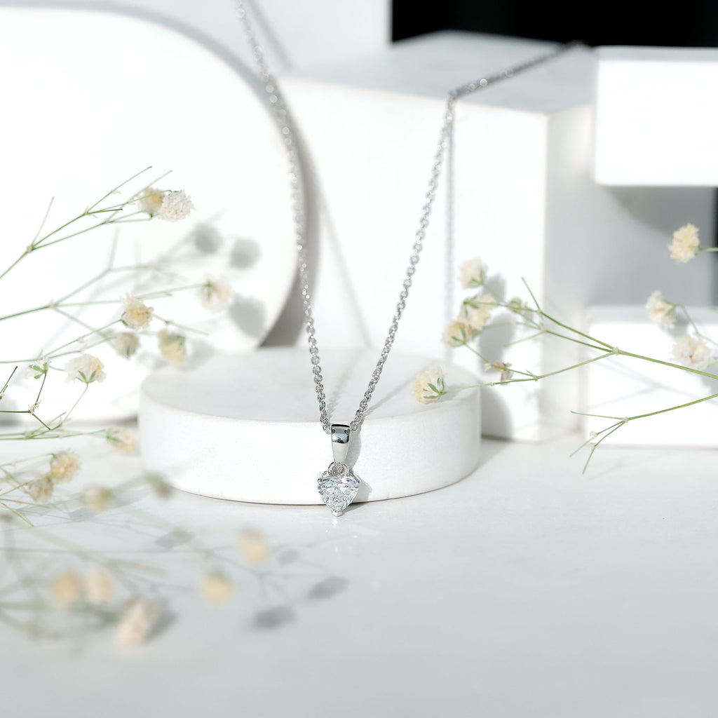 5 MM Lab Grown Diamond Heart Necklace For Women