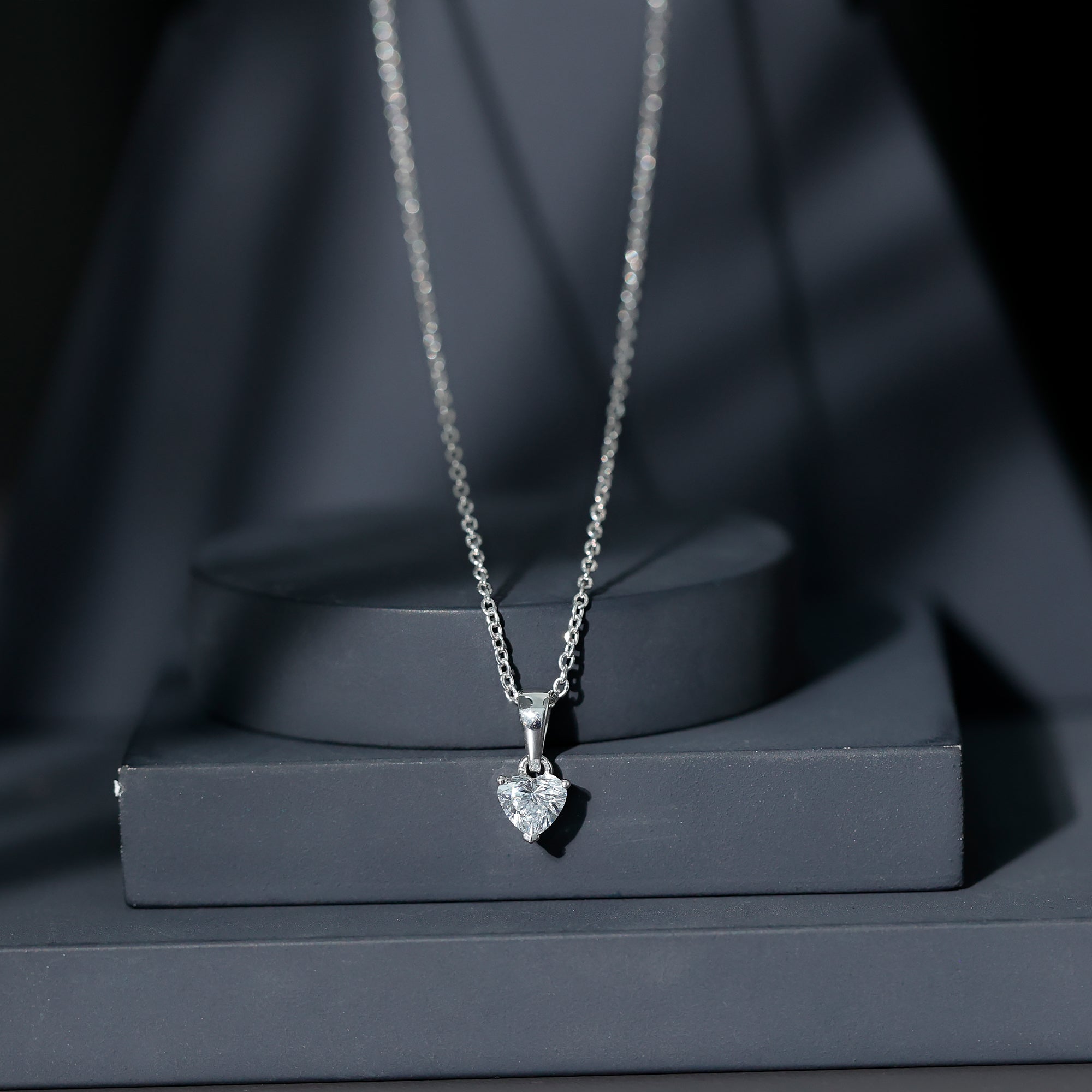 5 MM Lab Grown Diamond Heart Necklace For Women