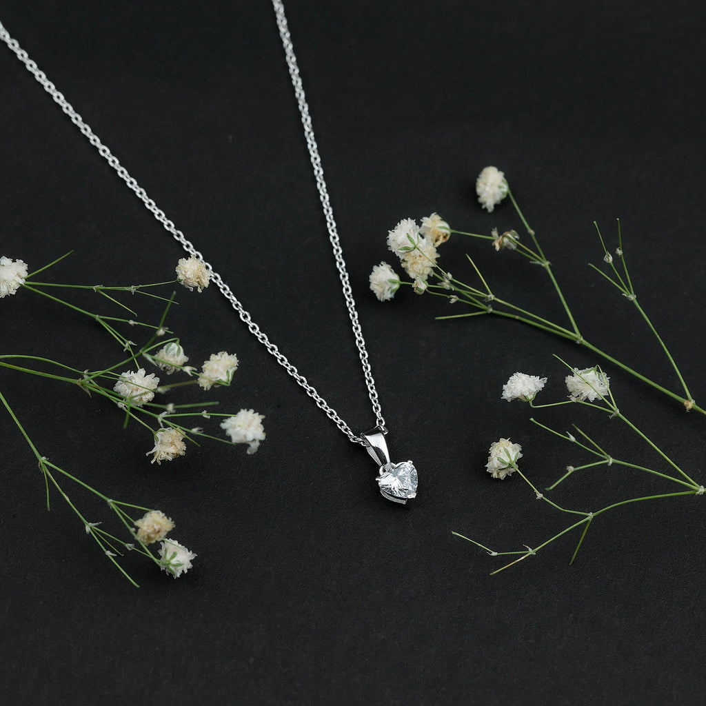 5 MM Lab Grown Diamond Heart Necklace For Women