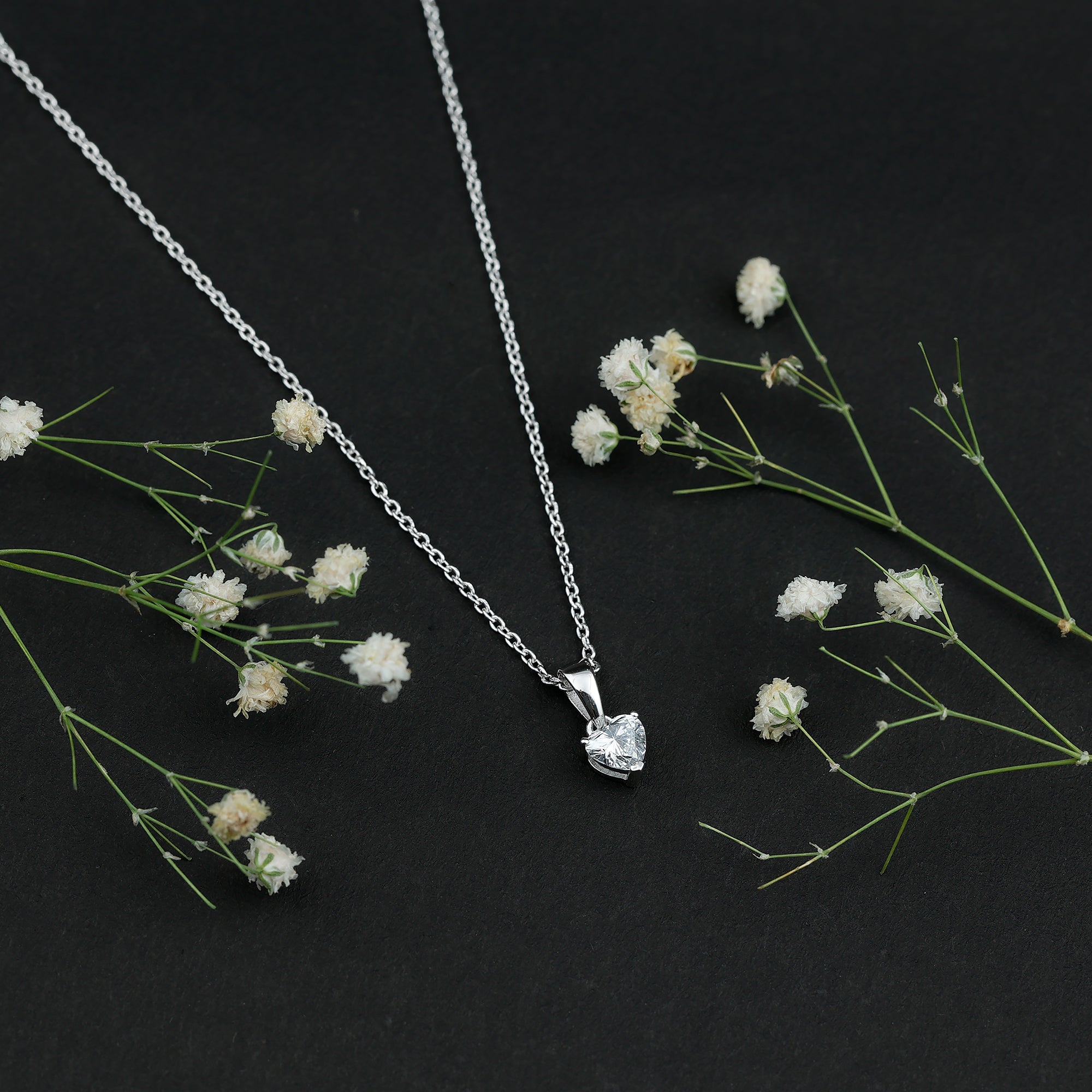 5 MM Lab Grown Diamond Heart Necklace For Women