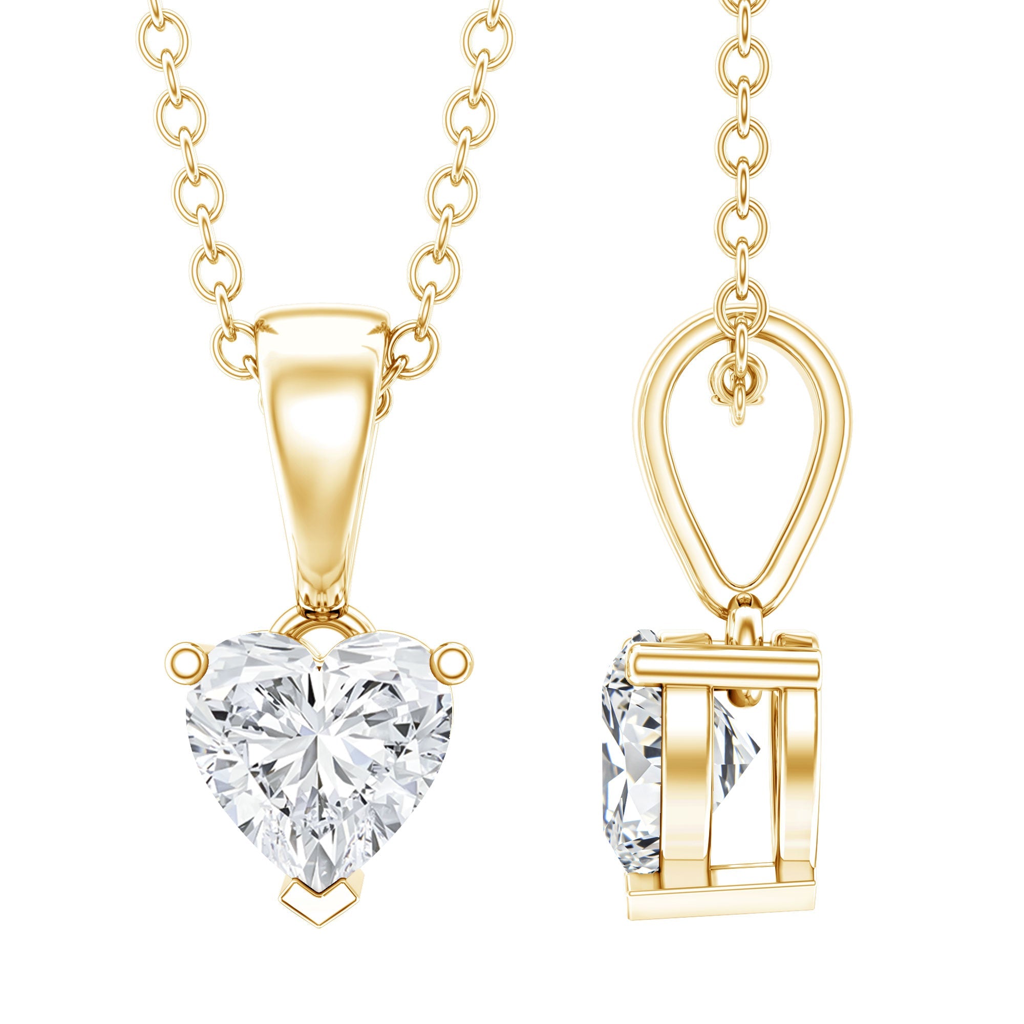 5 MM Lab Grown Diamond Heart Necklace For Women