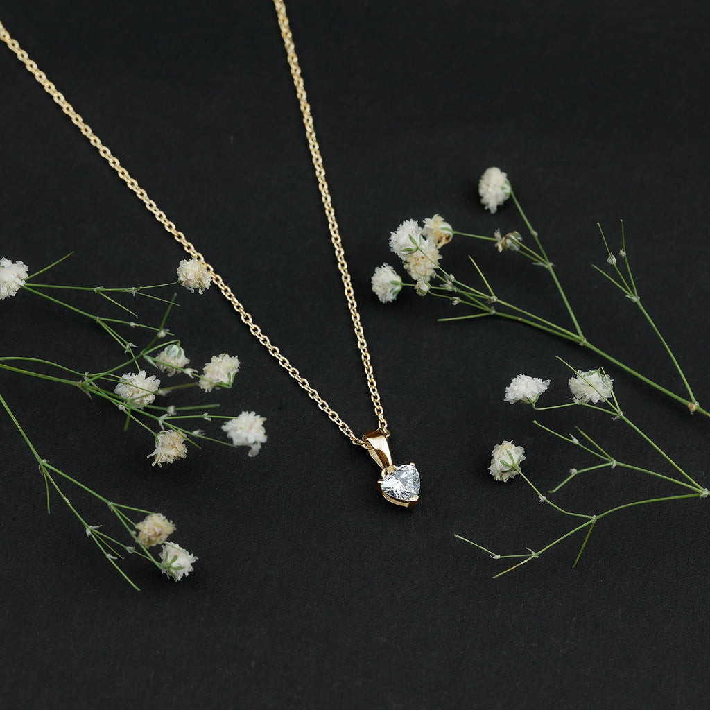 5 MM Lab Grown Diamond Heart Necklace For Women