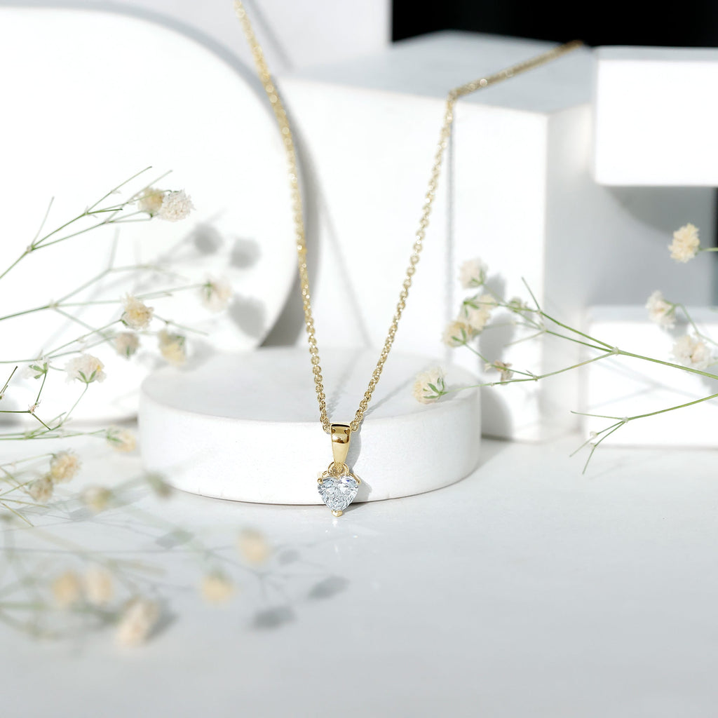5 MM Lab Grown Diamond Heart Necklace For Women