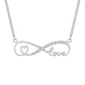 Sterling Silver Cubic Zirconia Infinity Necklace with Heart and Love