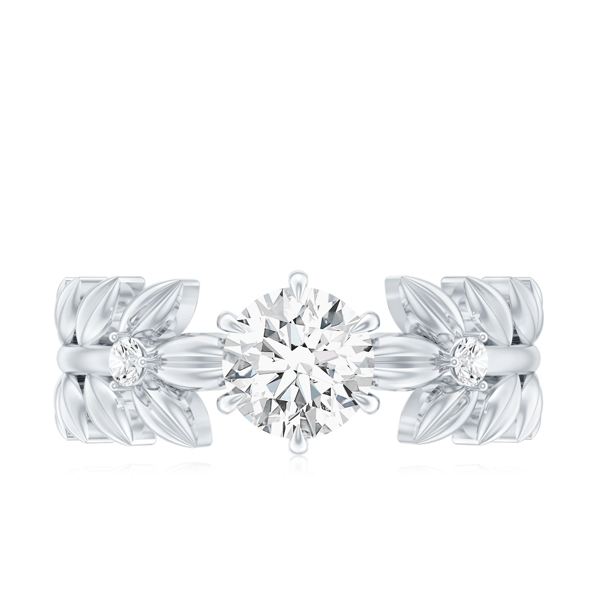 6 MM Lab Grown Diamond Nature Inspired Engagement Ring