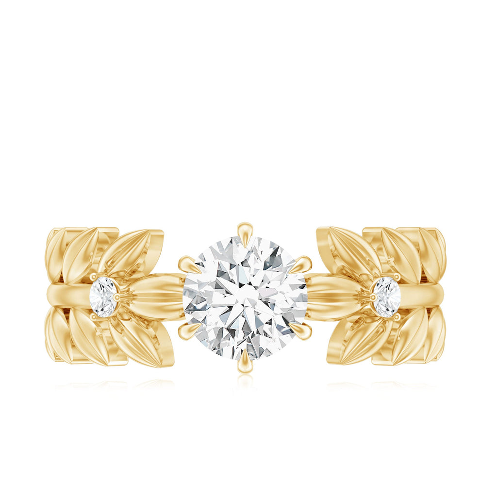 6 MM Lab Grown Diamond Nature Inspired Engagement Ring