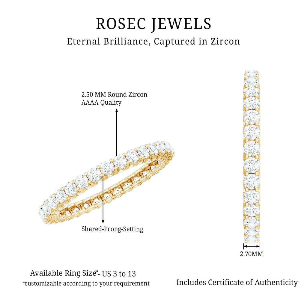 Designer Cubic Zirconia Full Eternity Stackable Ring with Certificate