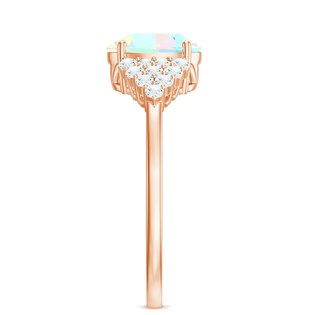 Certified 6X8mm Ethiopian Opal Oval Engagement Ring with Diamond