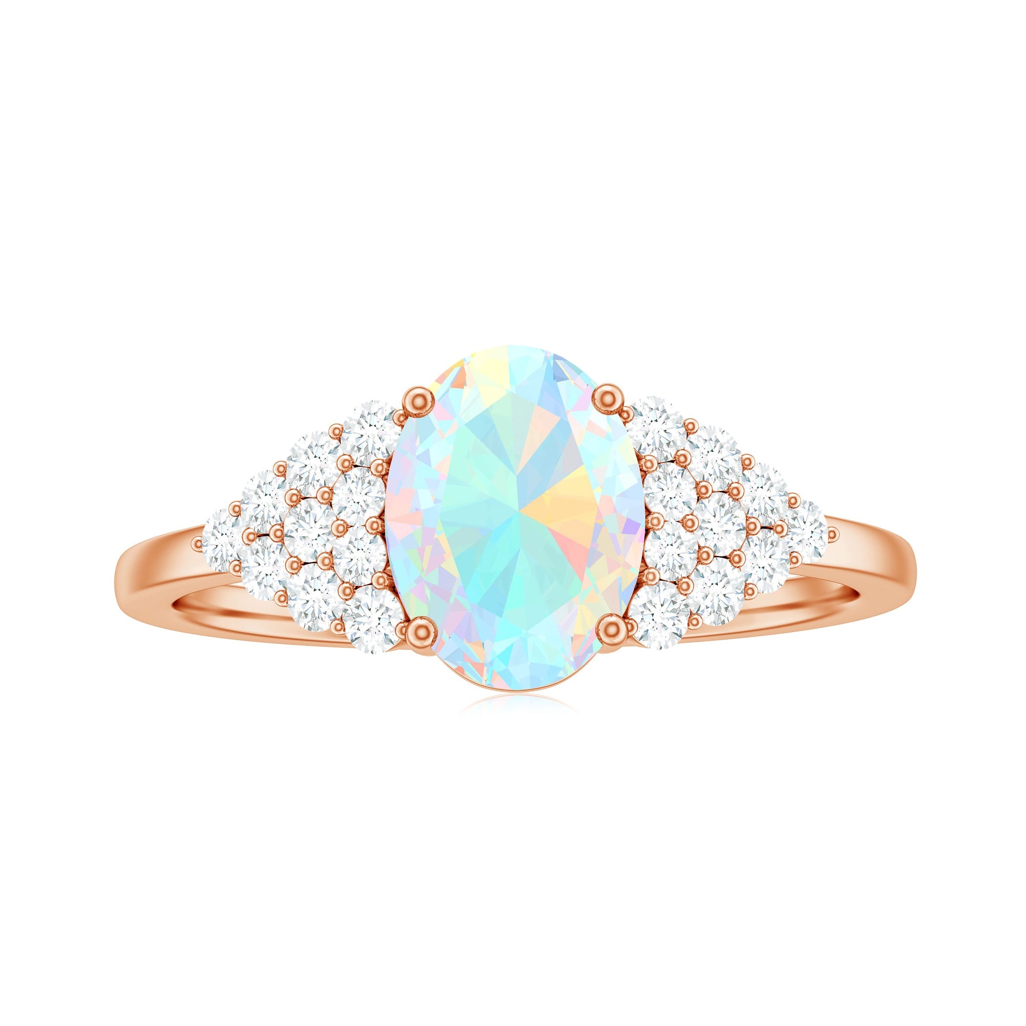 Certified 6X8mm Ethiopian Opal Oval Engagement Ring with Diamond