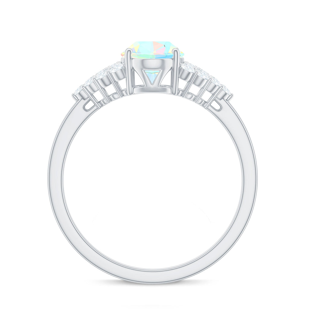 Certified 6X8mm Ethiopian Opal Oval Engagement Ring with Diamond