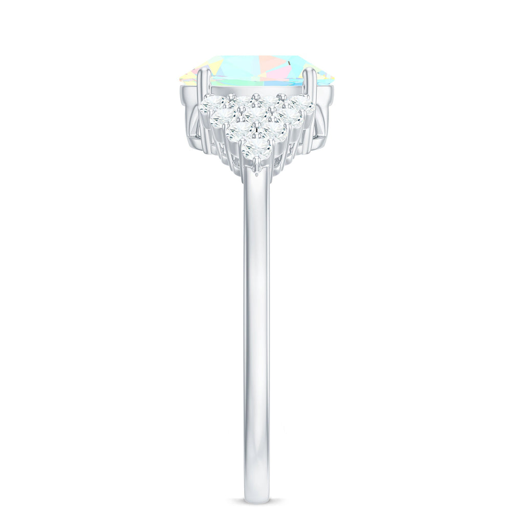 Certified 6X8mm Ethiopian Opal Oval Engagement Ring with Diamond