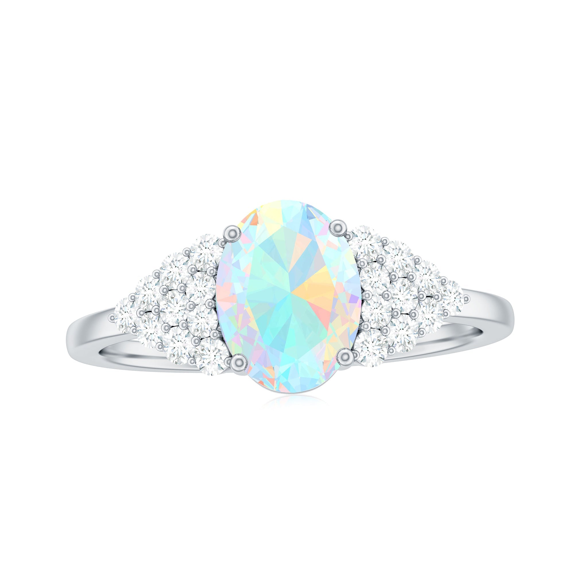 Certified 6X8mm Ethiopian Opal Oval Engagement Ring with Diamond