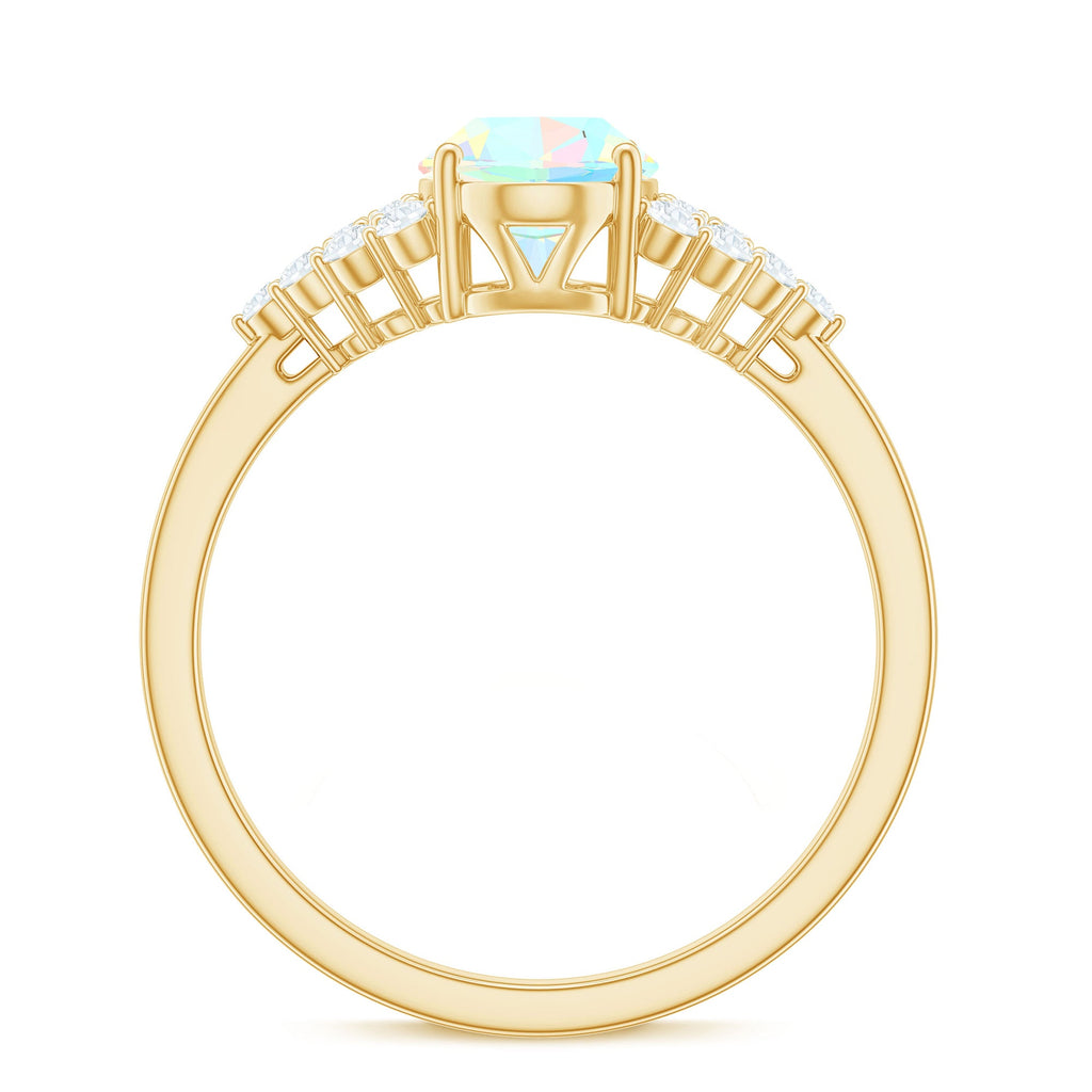 Certified 6X8mm Ethiopian Opal Oval Engagement Ring with Diamond