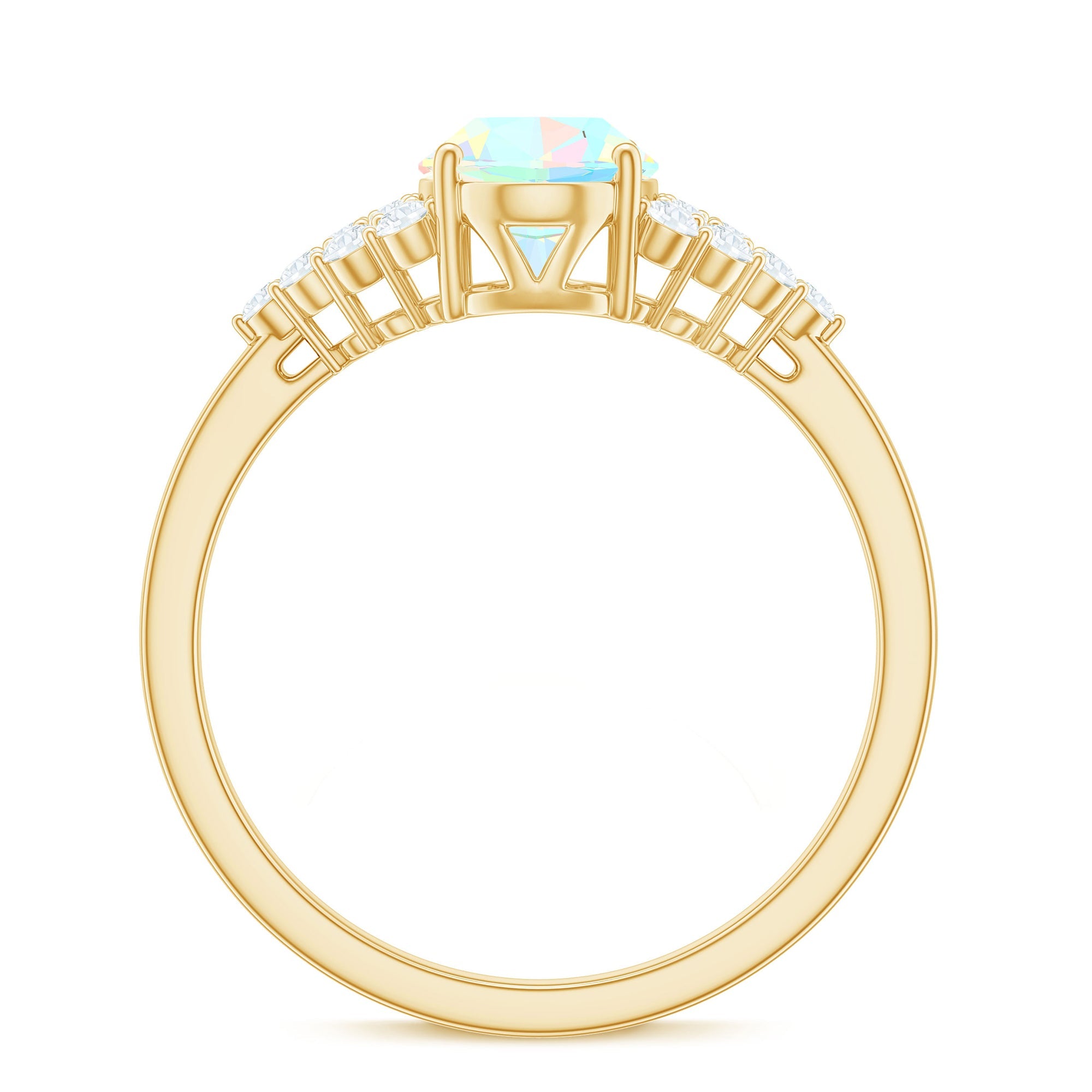 Certified 6X8mm Ethiopian Opal Oval Engagement Ring with Diamond