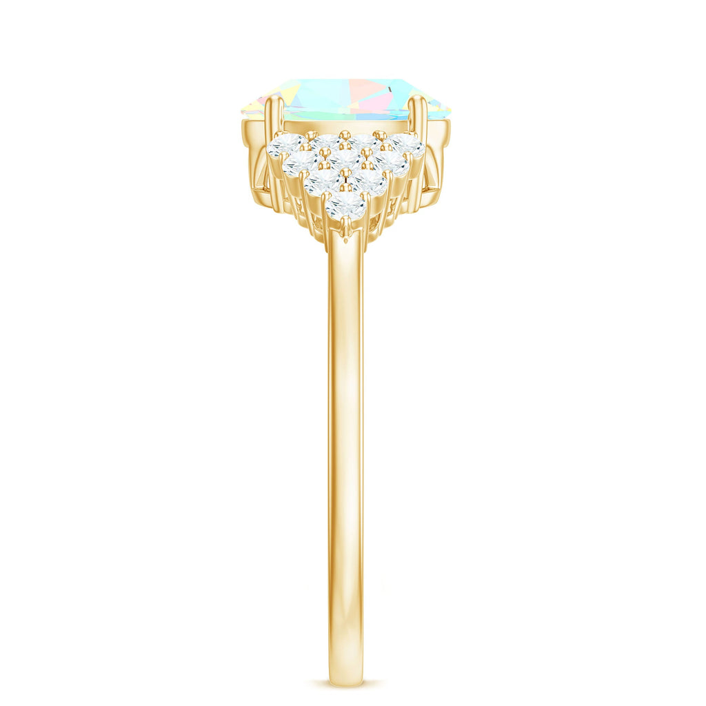 Certified 6X8mm Ethiopian Opal Oval Engagement Ring with Diamond