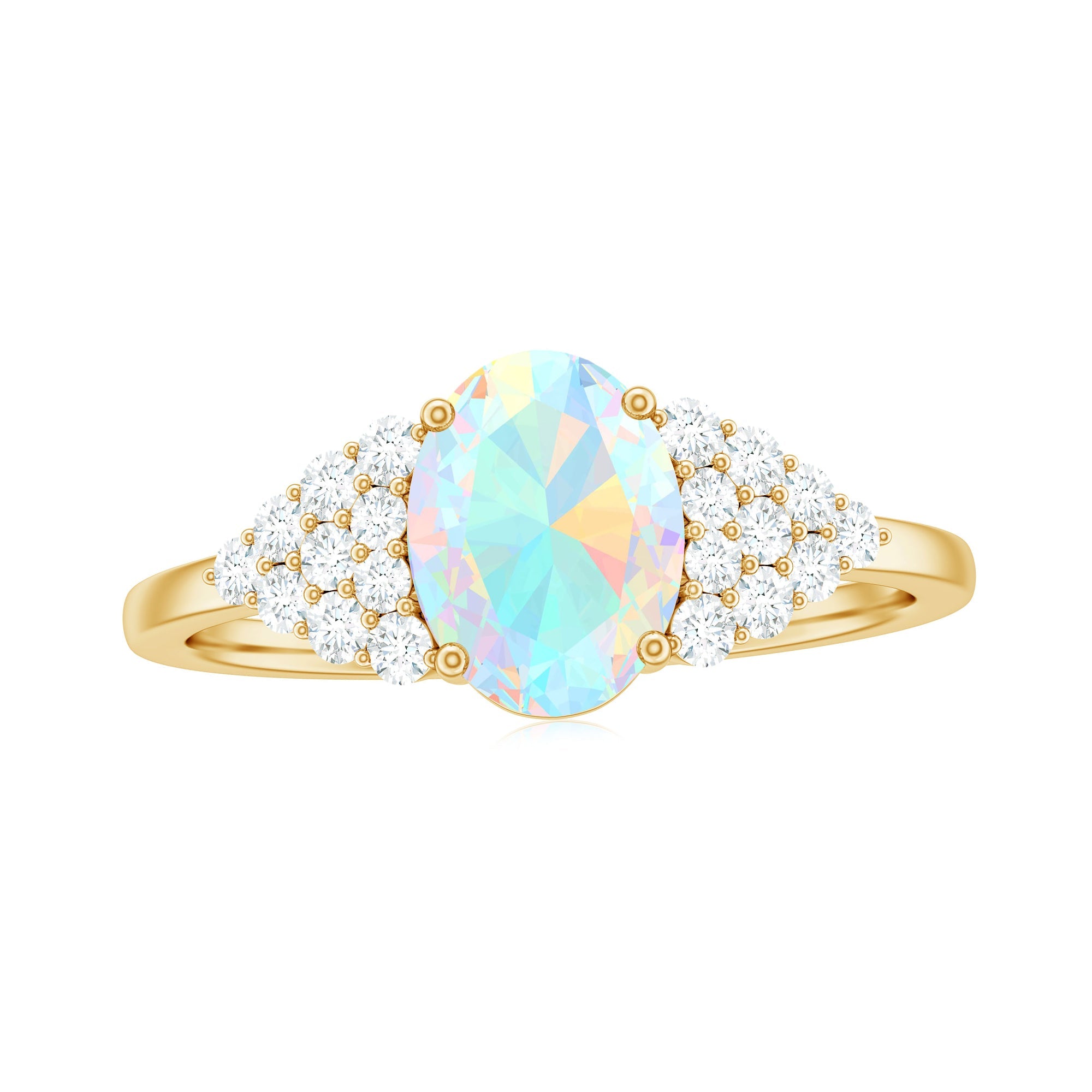 Certified 6X8mm Ethiopian Opal Oval Engagement Ring with Diamond