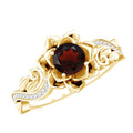 Real Garnet Vintage Engagement Ring in 14K Yellow Gold Plated Silver