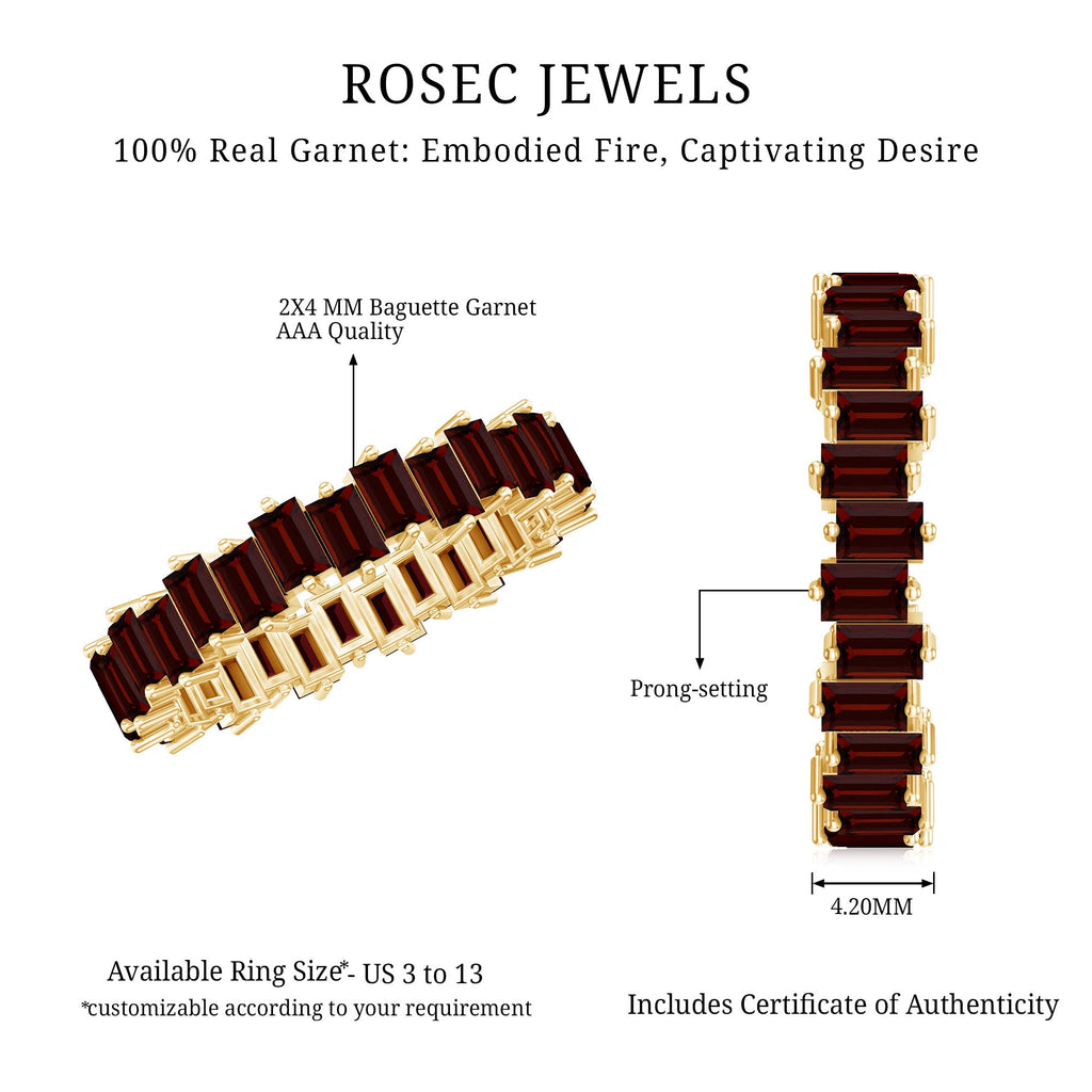 Real Garnet Baguette Eternity Ring with Certificate