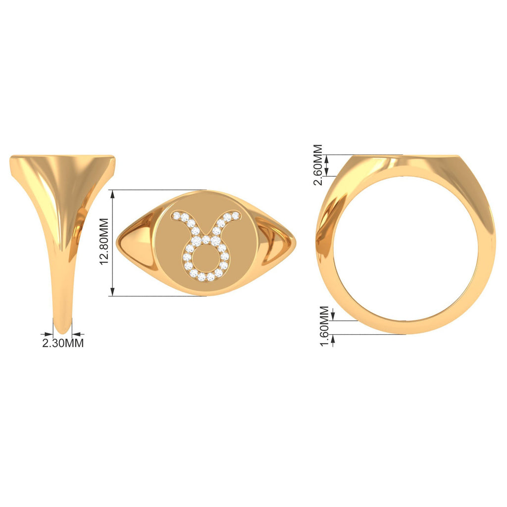 Certified Zircon Taurus Zodiac Signet Ring