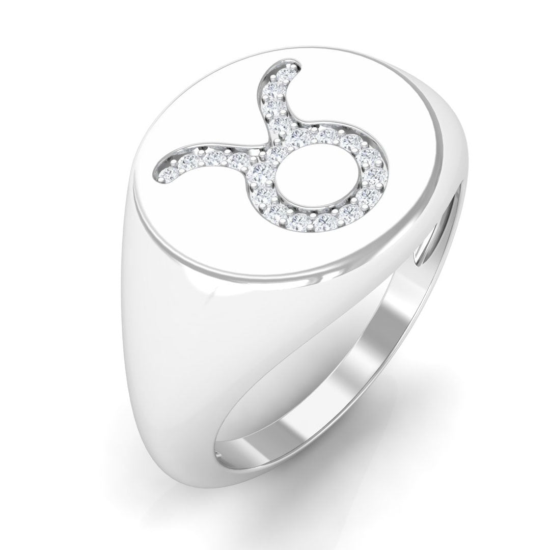 Certified Zircon Taurus Zodiac Signet Ring