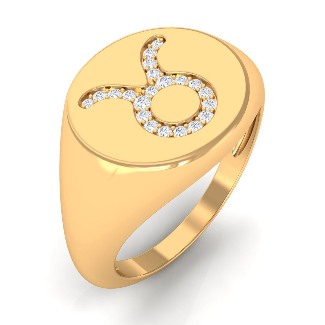 Certified Zircon Taurus Zodiac Signet Ring