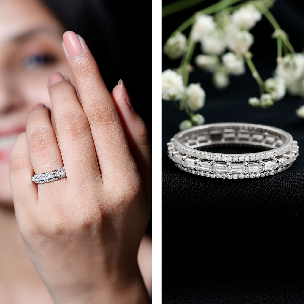Certified Baguette Moissanite Eternity Wedding Band for Women