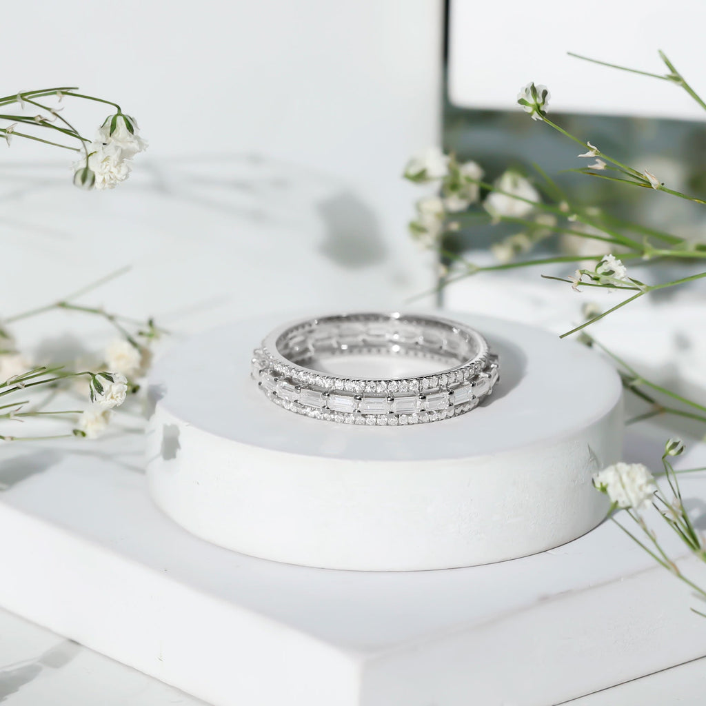 Certified Baguette Moissanite Eternity Wedding Band for Women
