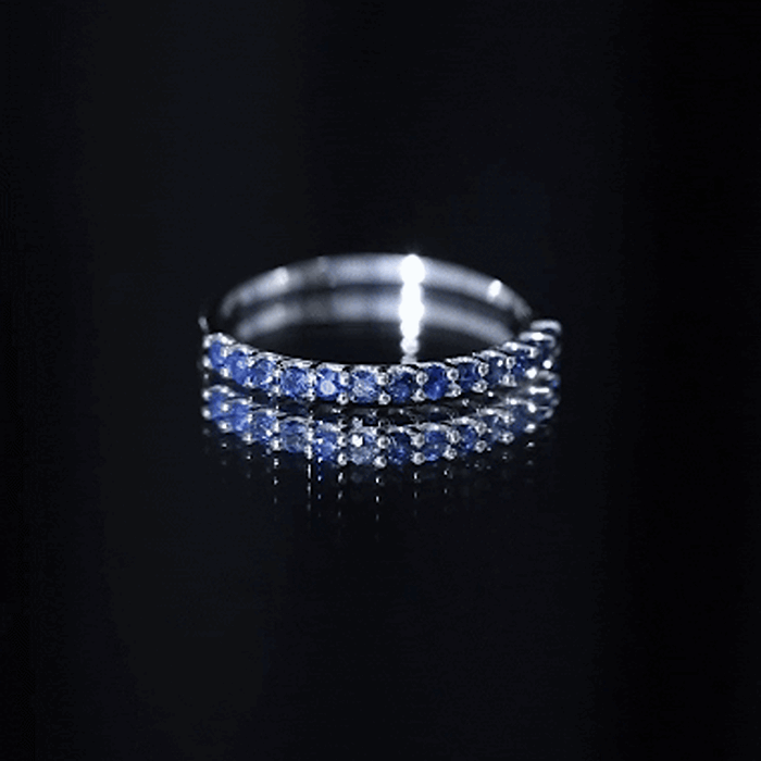 Natural Blue Sapphire Half Eternity Ring for Women