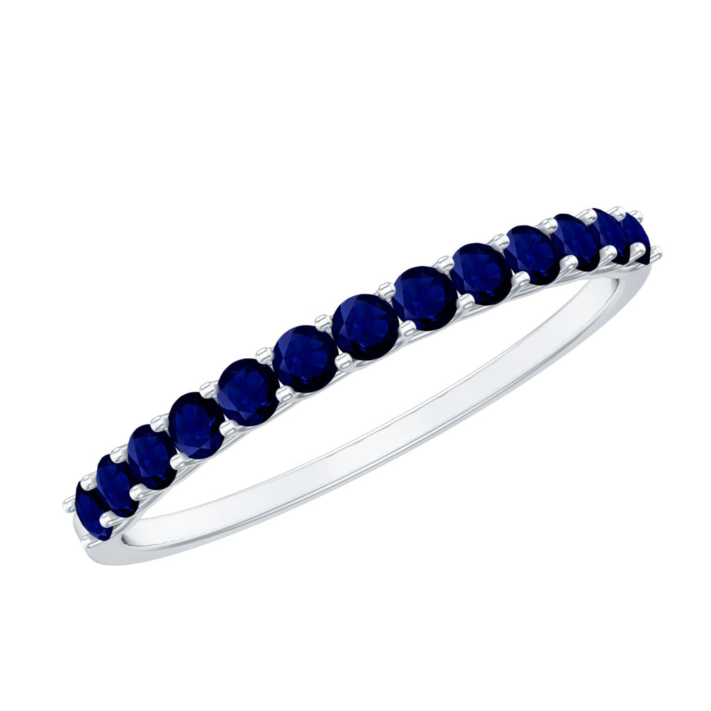 Natural Blue Sapphire Half Eternity Ring for Women
