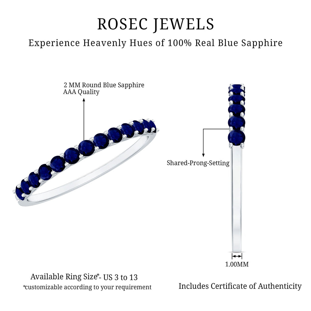 Natural Blue Sapphire Half Eternity Ring for Women