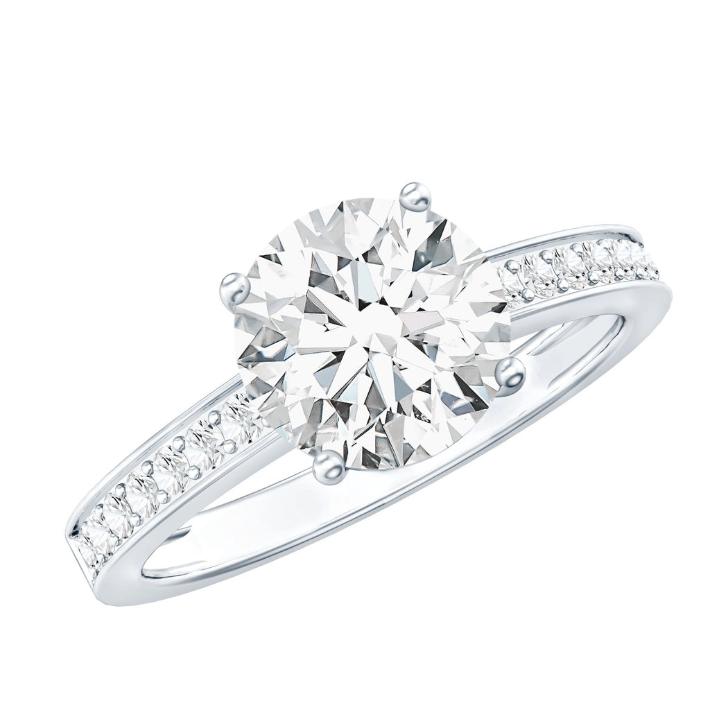 2 Carat Round Cut Moissanite Engagement Ring in 4 Prong Setting